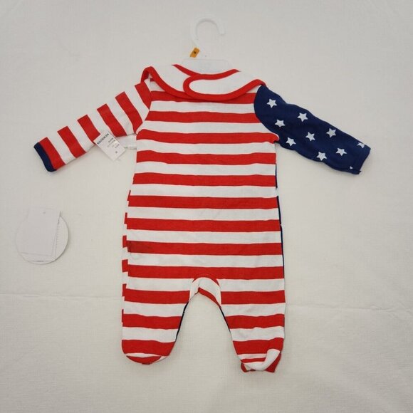 Koalakids Newborn One Piece & Bib First 4th Of july Stars Stripes Patriotic - Picture 4 of 4